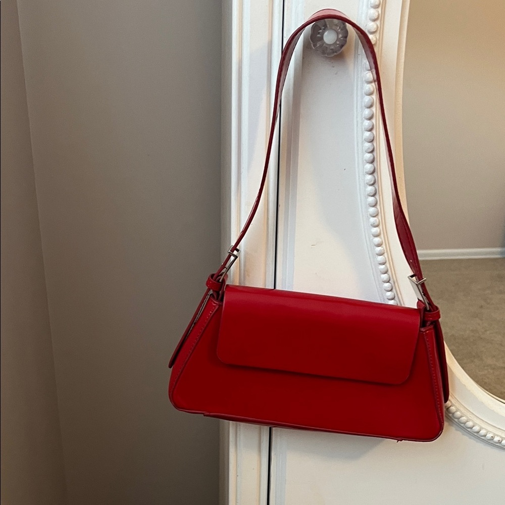 Lipstick Red Patent  Leather Shoulder Bag by Zara-